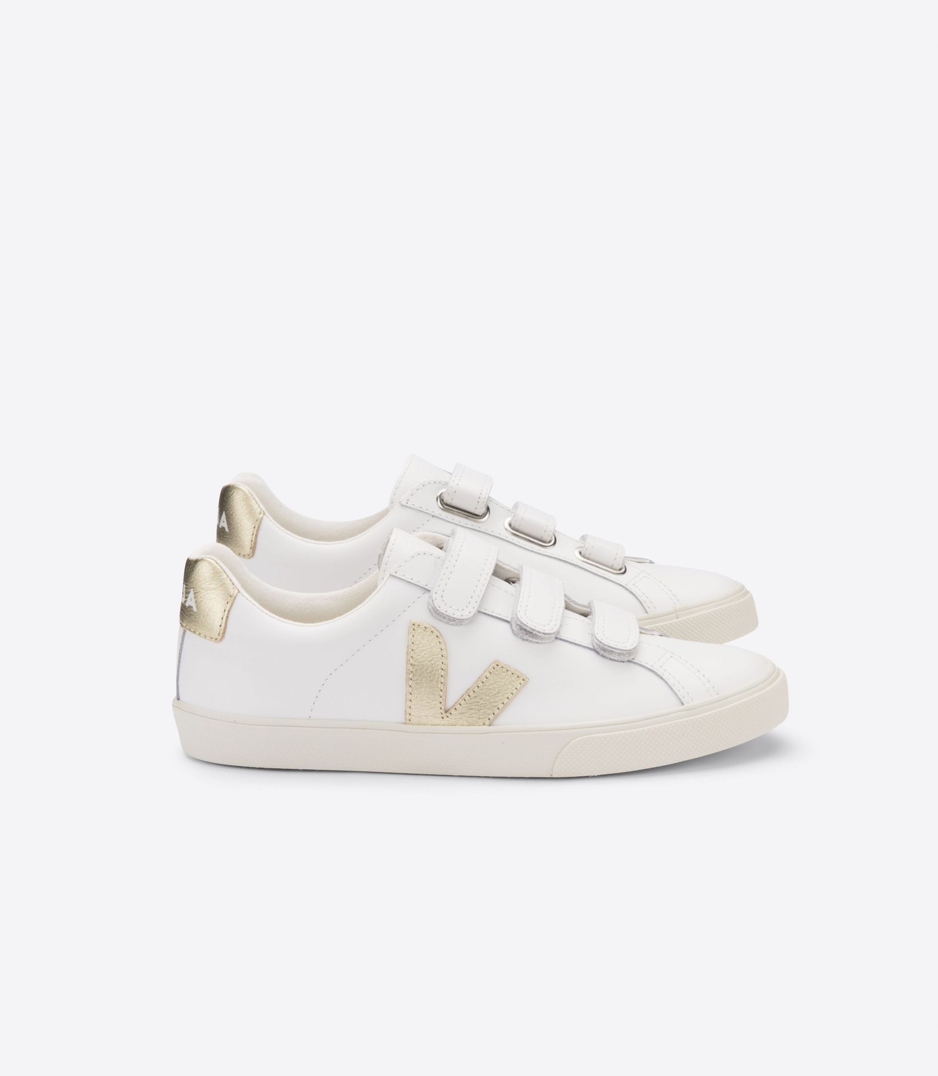 Sapatilhas Veja 3-Lock Leather Feminino Branco Douradas | LG7854916