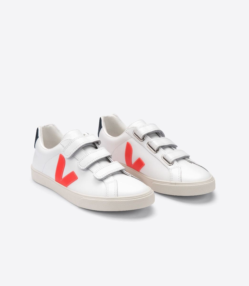 Sapatilhas Veja 3-Lock Leather Masculino Branco Laranja | XO9387510