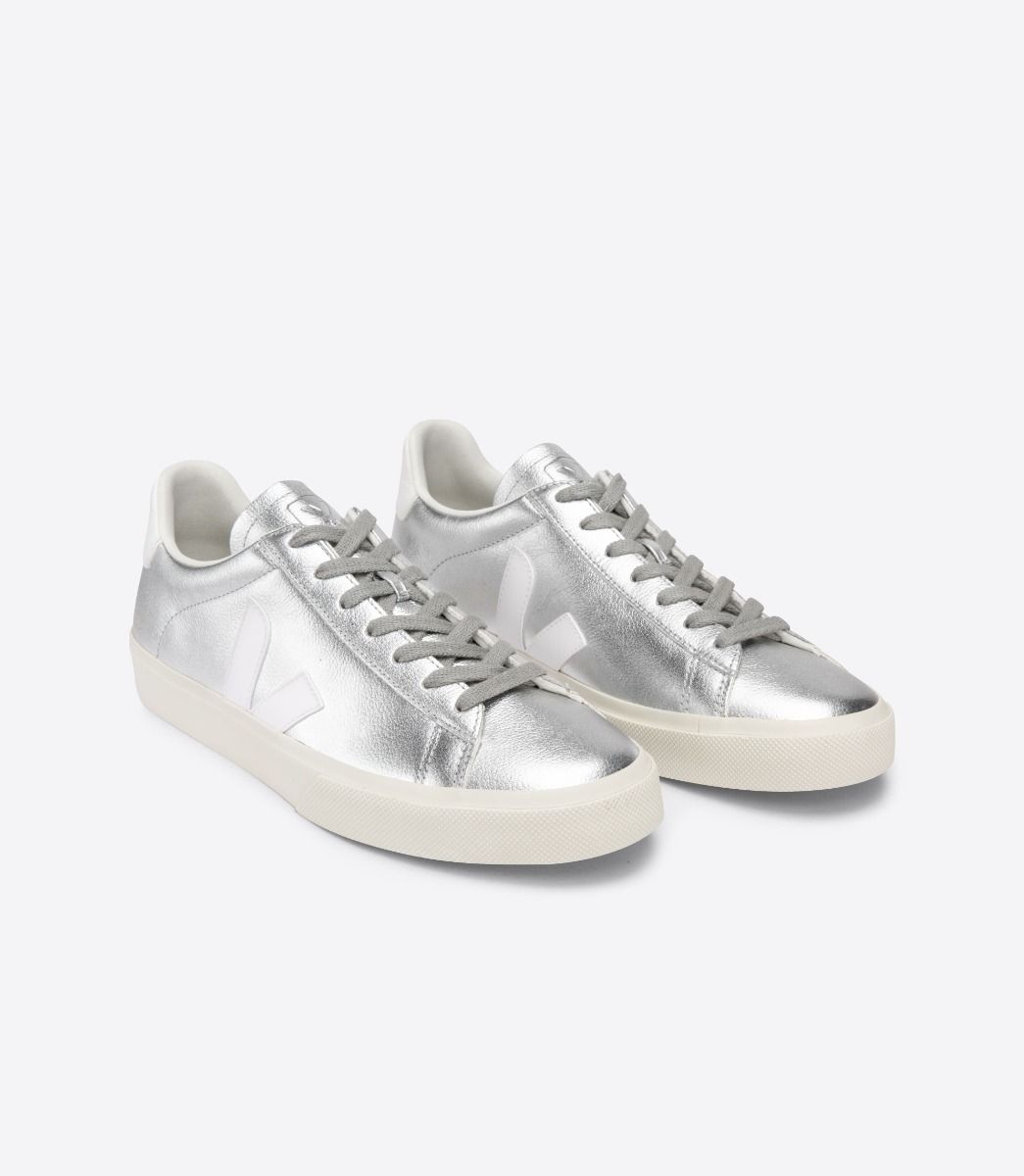 Sapatilhas Veja Campo Chromefree Feminino Prateadas Branco | UC0645387