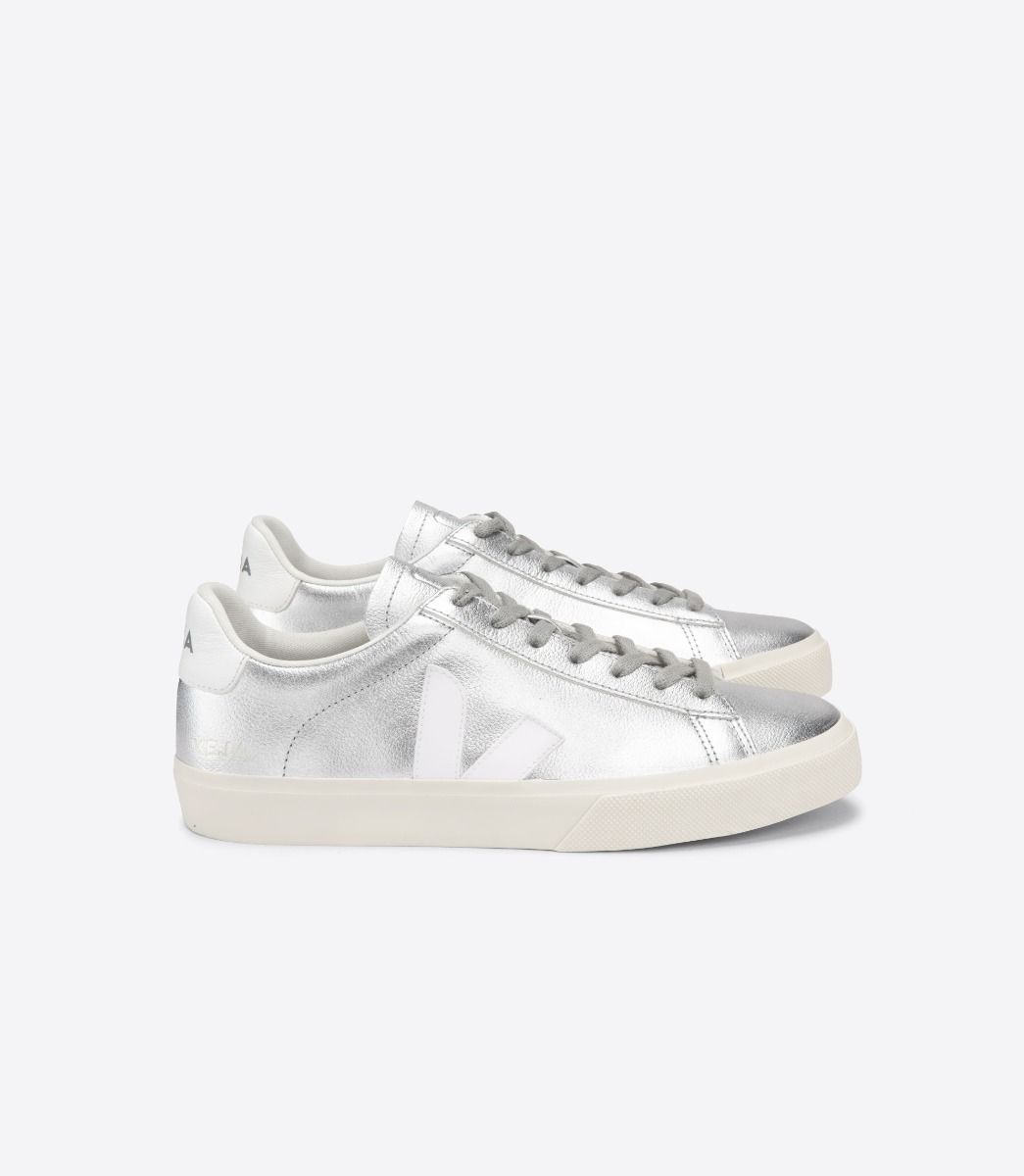 Sapatilhas Veja Campo Chromefree Feminino Prateadas Branco | UC0645387