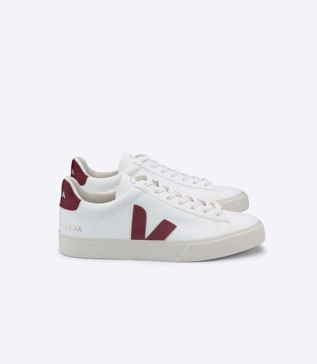 Sapatilhas Veja Campo Chromefree Leather Feminino Branco Vermelhas | MR0935146