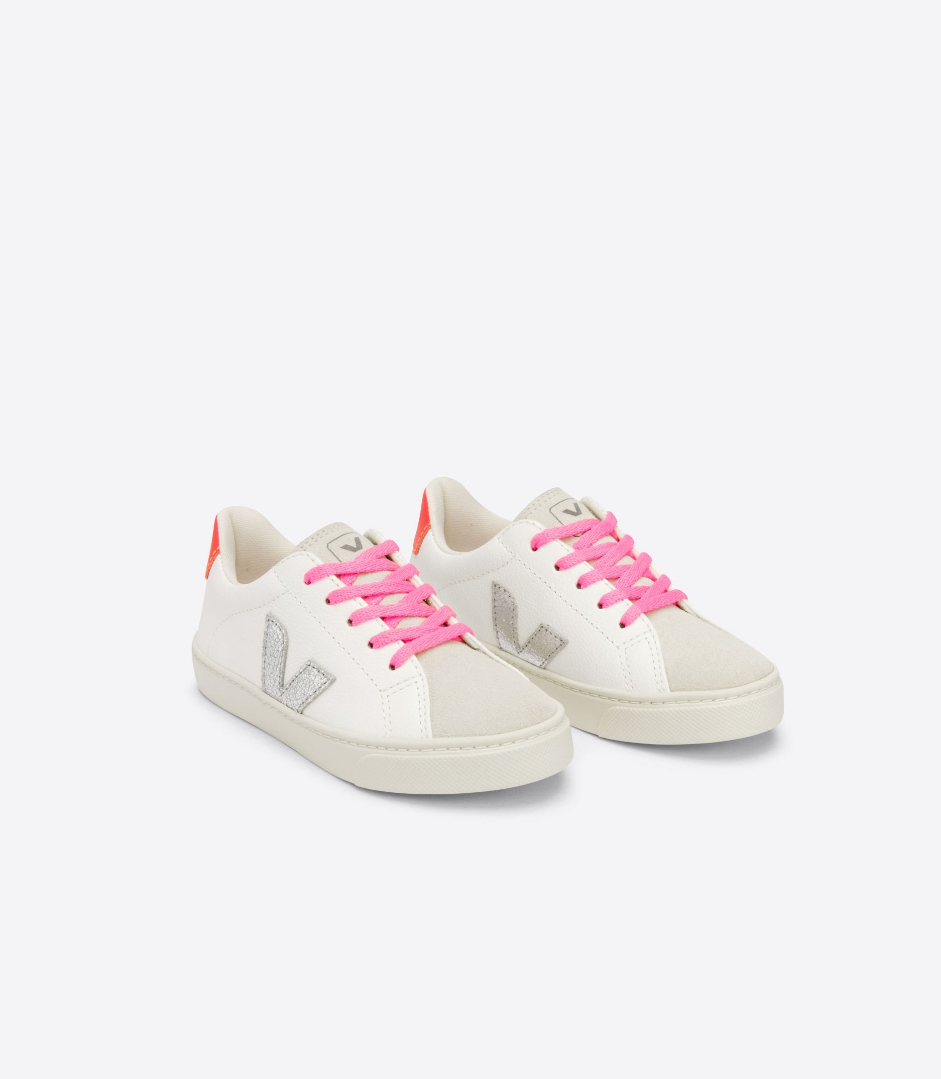 Sapatilhas Veja Esplar Laces Chromefree Criança Branco Prateadas Laranja | SN1524863