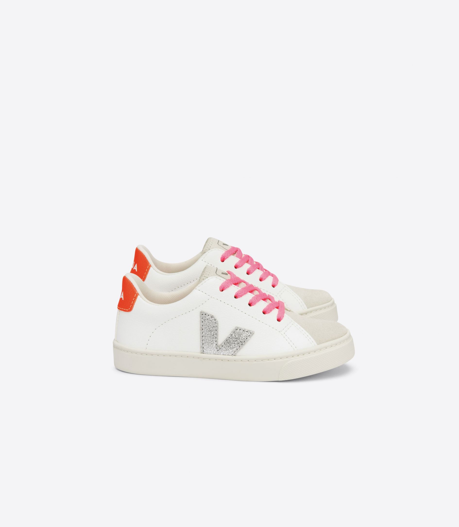 Sapatilhas Veja Esplar Laces Chromefree Criança Branco Prateadas Laranja | SN1524863