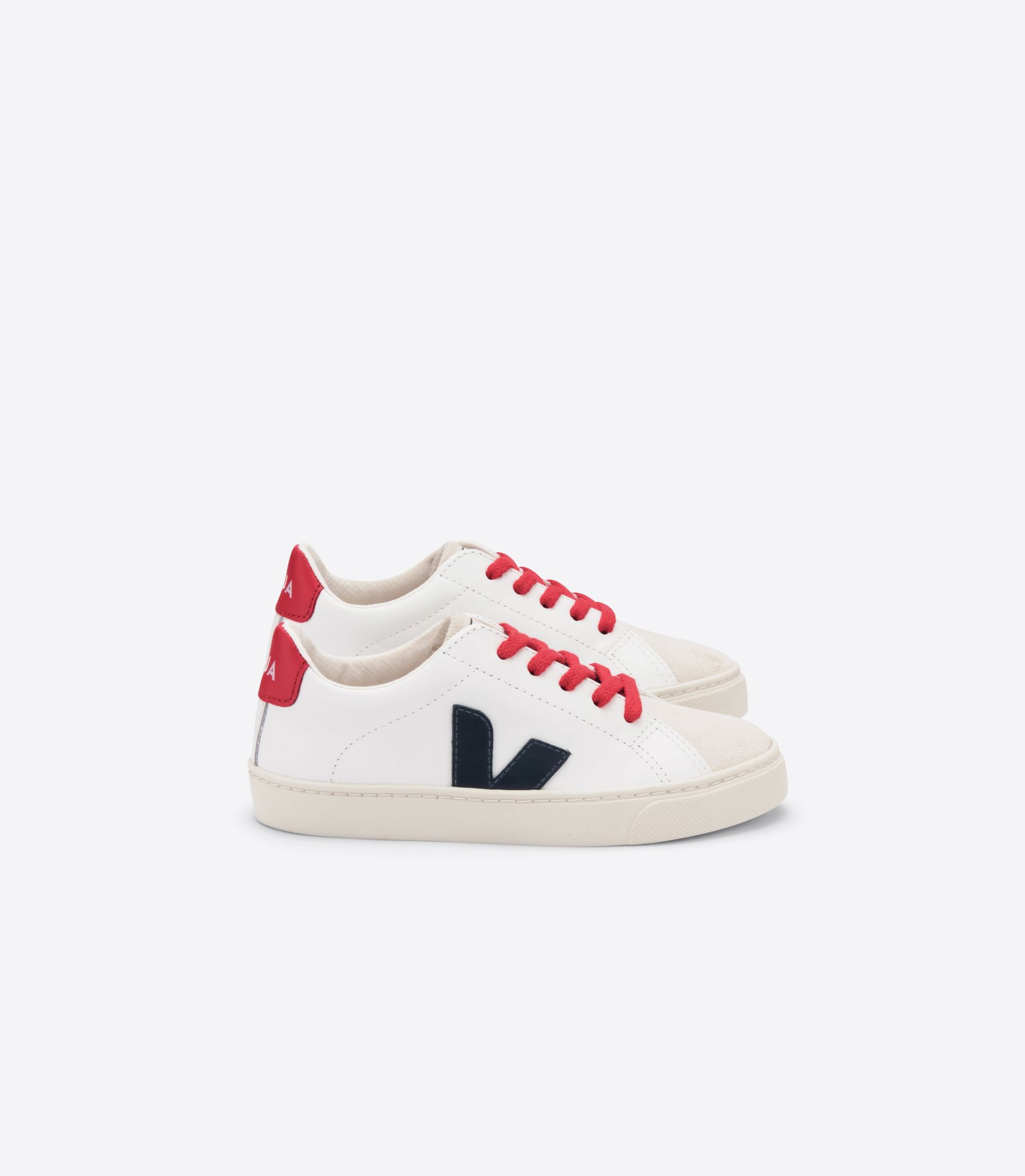 Sapatilhas Veja Esplar Leather Criança Branco Azul Marinho Vermelhas | QE7840239