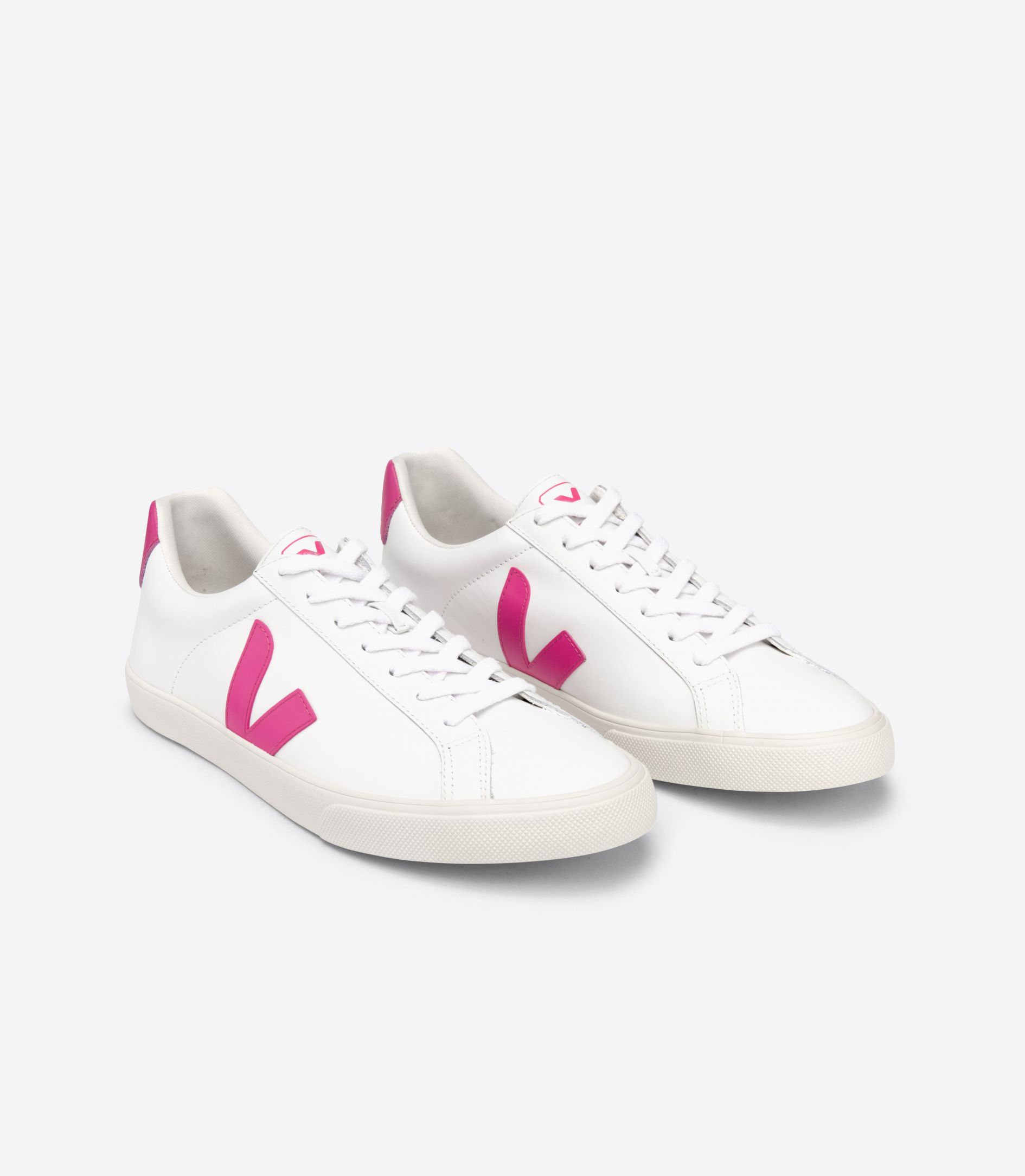 Sapatilhas Veja Esplar Leather Feminino Branco Rosa | DV2650418