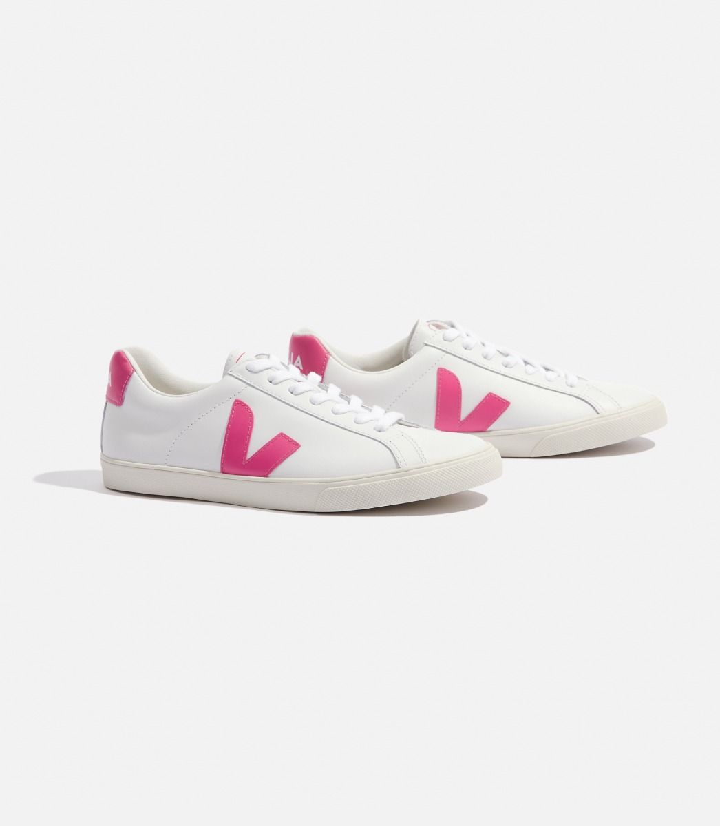 Sapatilhas Veja Esplar Leather Feminino Branco Rosa | DV2650418