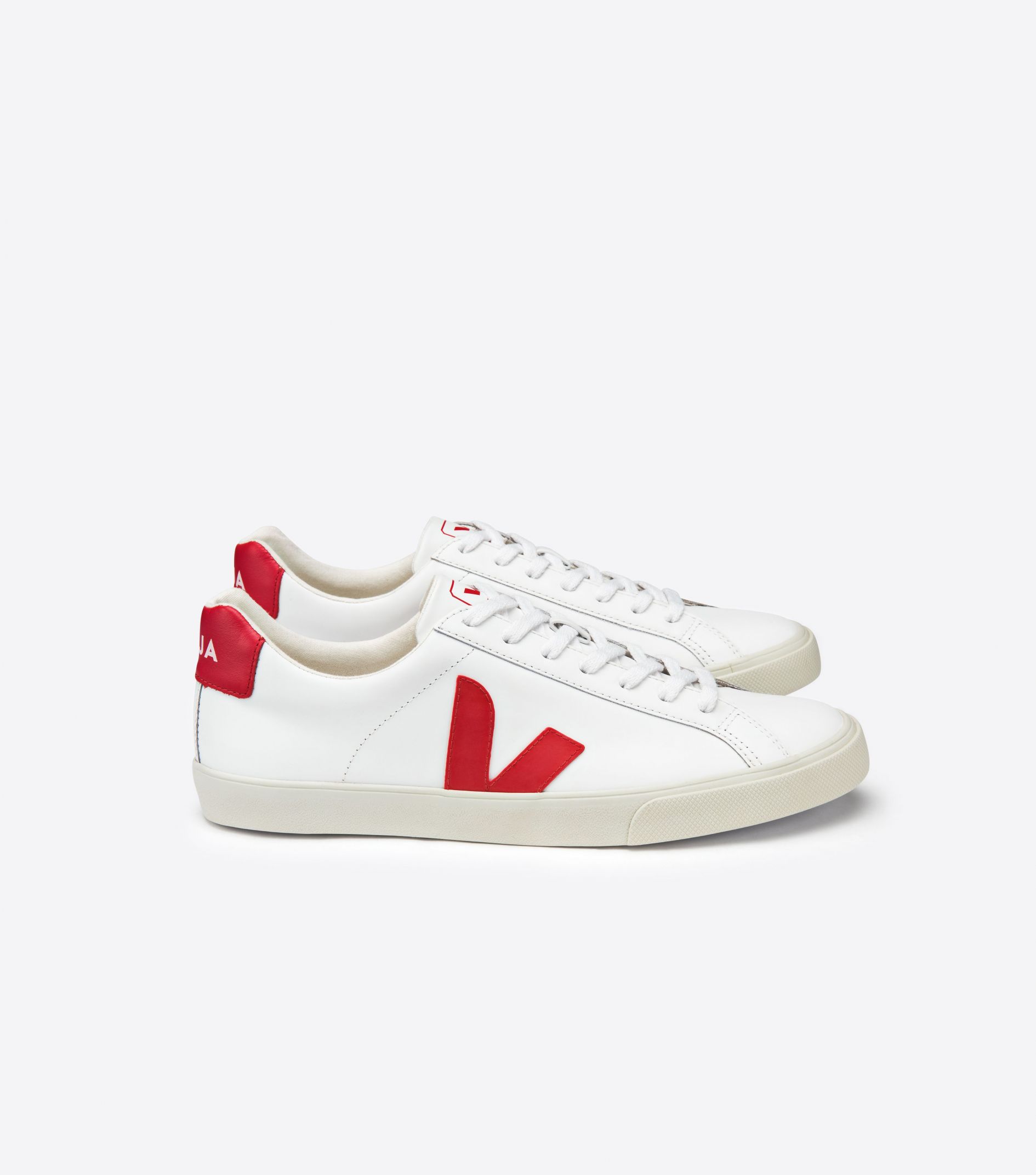 Sapatilhas Veja Esplar Leather Feminino Branco Vermelhas | EL3102986