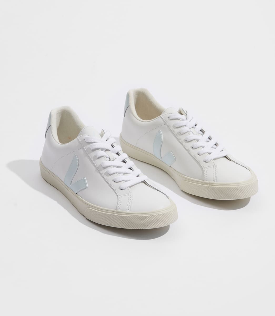 Sapatilhas Veja Esplar Leather Feminino Branco Azuis | GD7950426