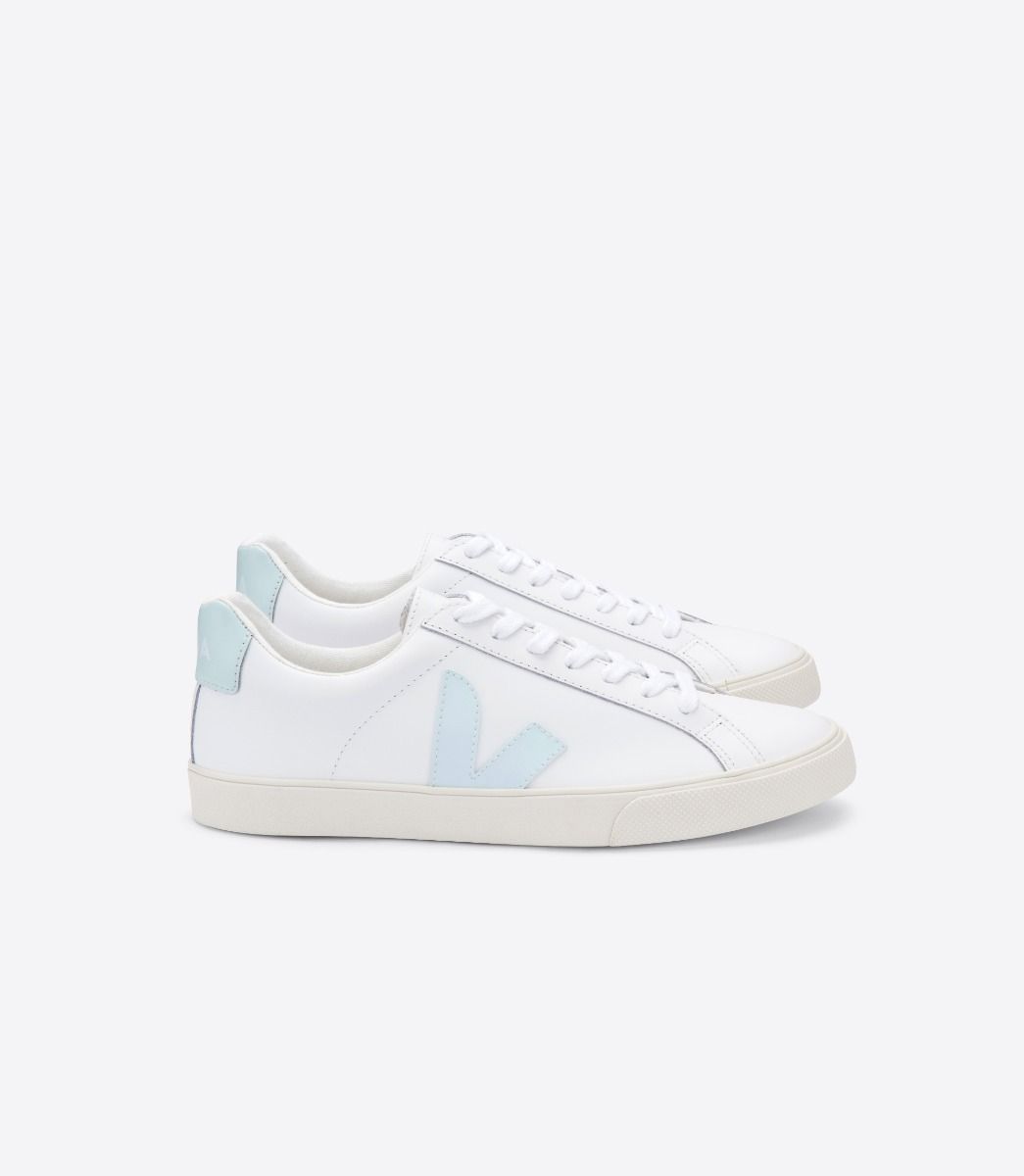 Sapatilhas Veja Esplar Leather Feminino Branco Azuis | GD7950426