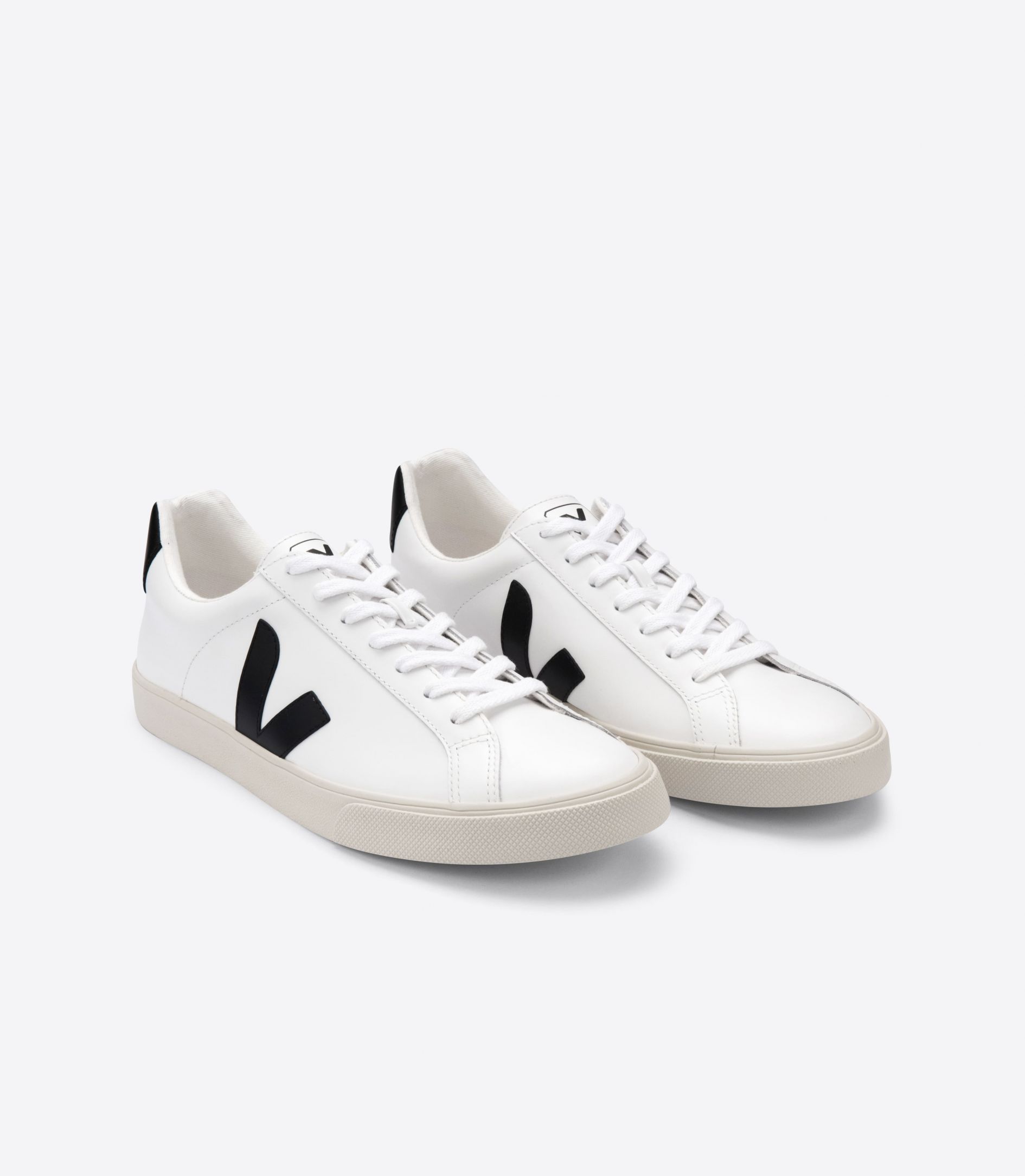 Sapatilhas Veja Esplar Leather Feminino Branco Pretas | JH7210836