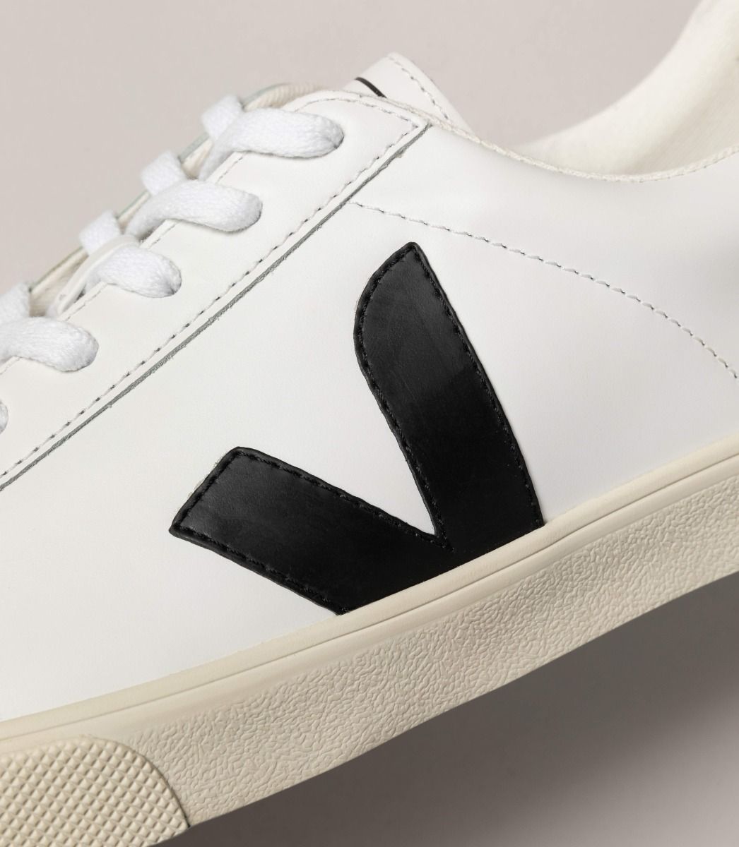 Sapatilhas Veja Esplar Leather Feminino Branco Pretas | JH7210836