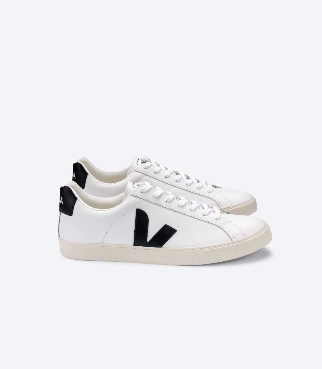 Sapatilhas Veja Esplar Leather Feminino Branco Pretas | JH7210836