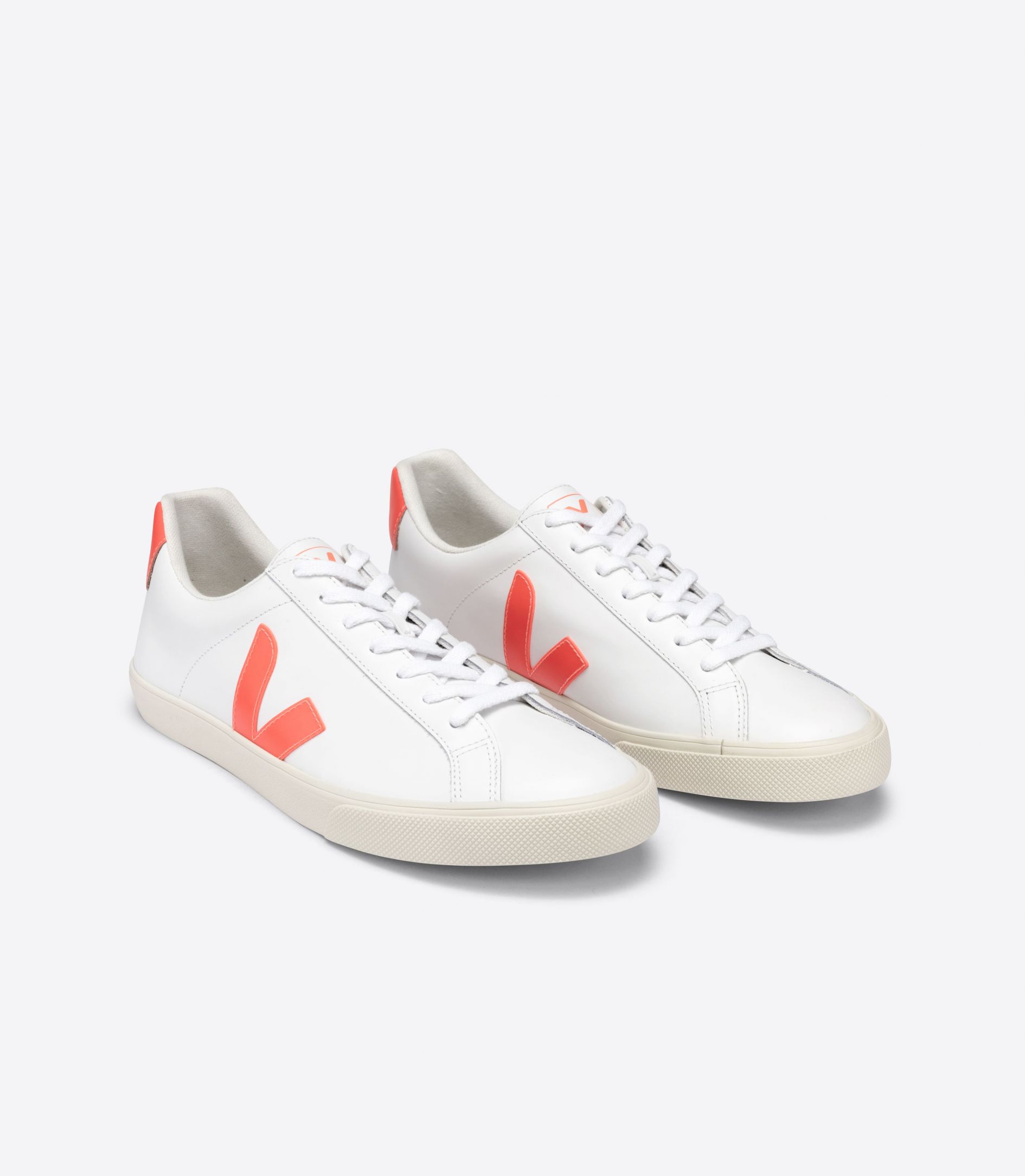 Sapatilhas Veja Esplar Leather Feminino Branco Laranja | KY4392756