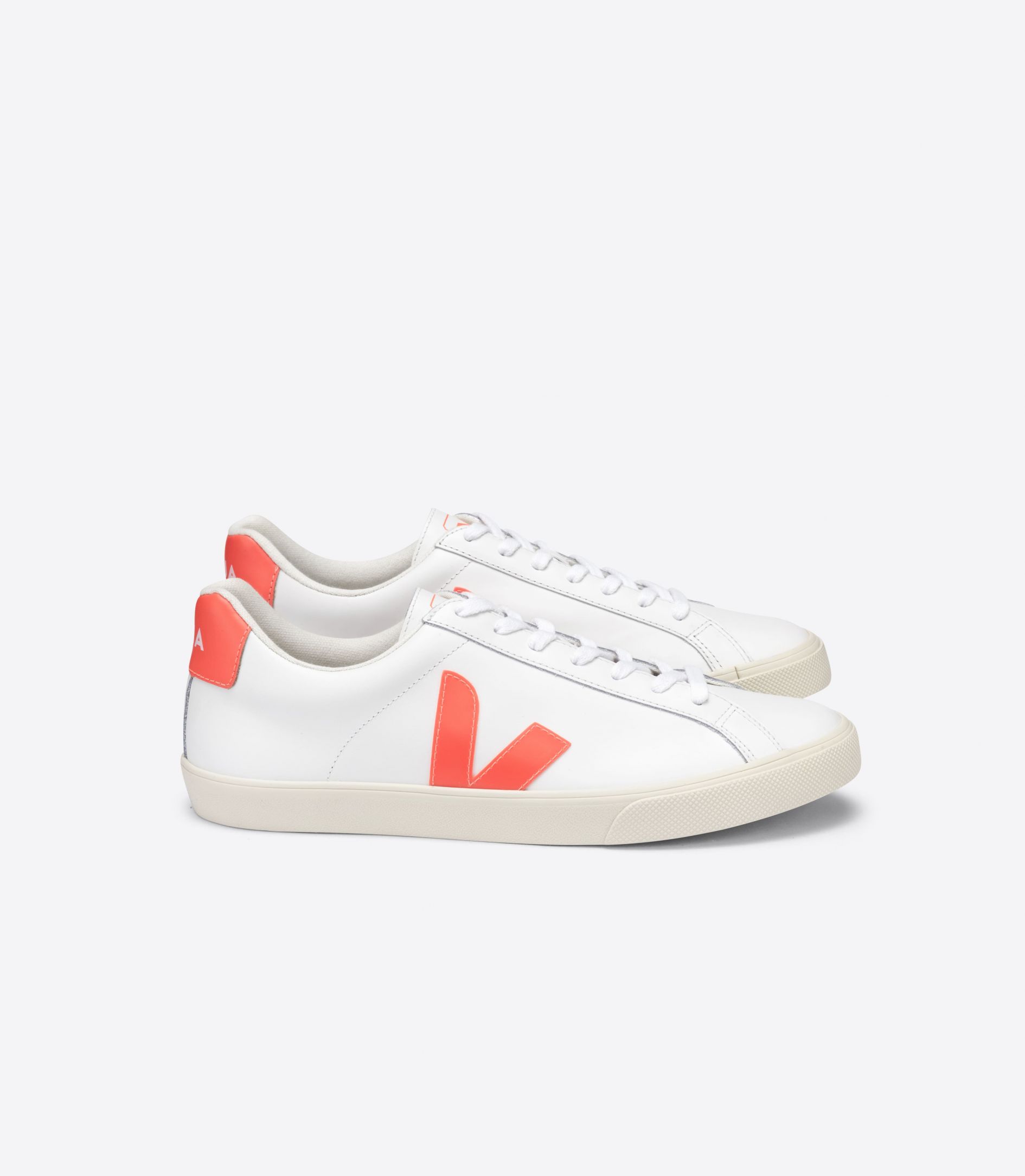 Sapatilhas Veja Esplar Leather Feminino Branco Laranja | KY4392756