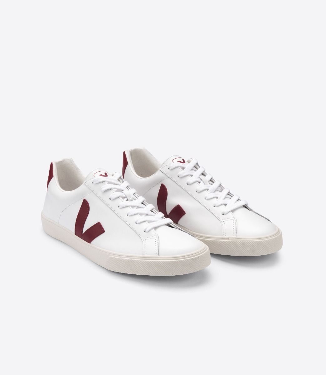 Sapatilhas Veja Esplar Leather Feminino Branco Vermelhas | QH1480562