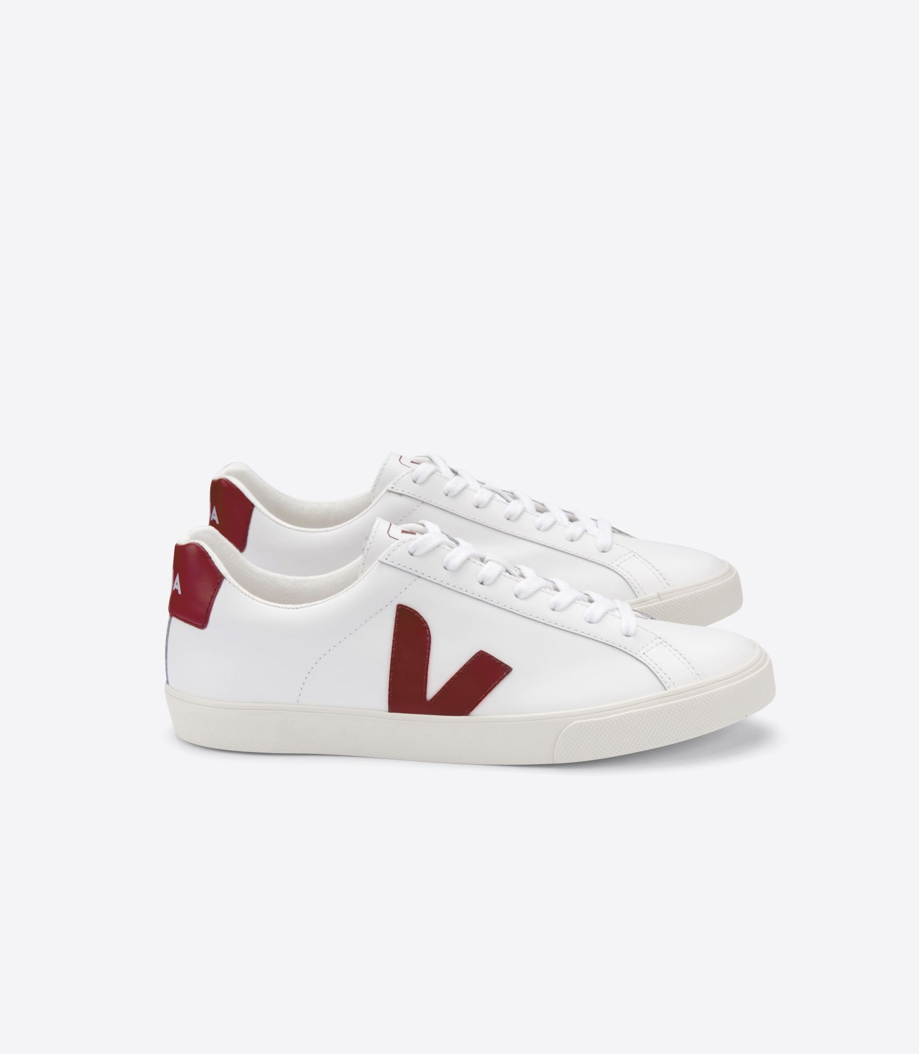 Sapatilhas Veja Esplar Leather Feminino Branco Vermelhas | QH1480562