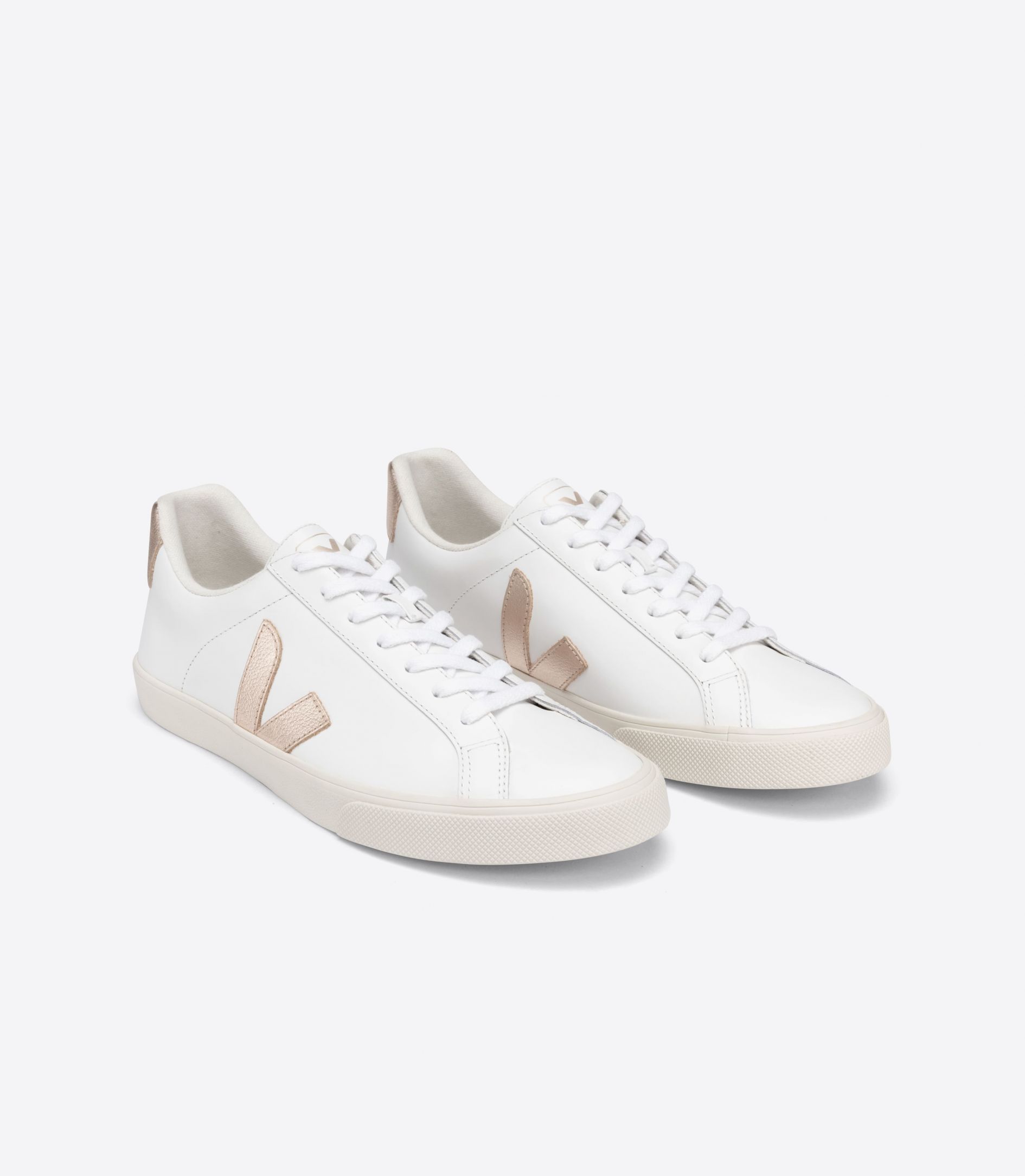 Sapatilhas Veja Esplar Leather Feminino Branco Douradas | TB4271835