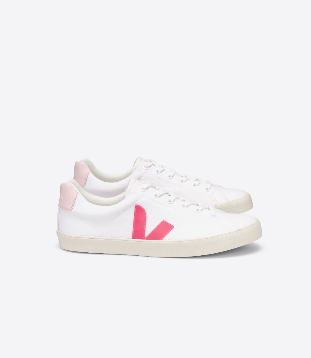 Sapatilhas Veja Esplar Se Canvas Feminino Branco Rosa | HM4291837