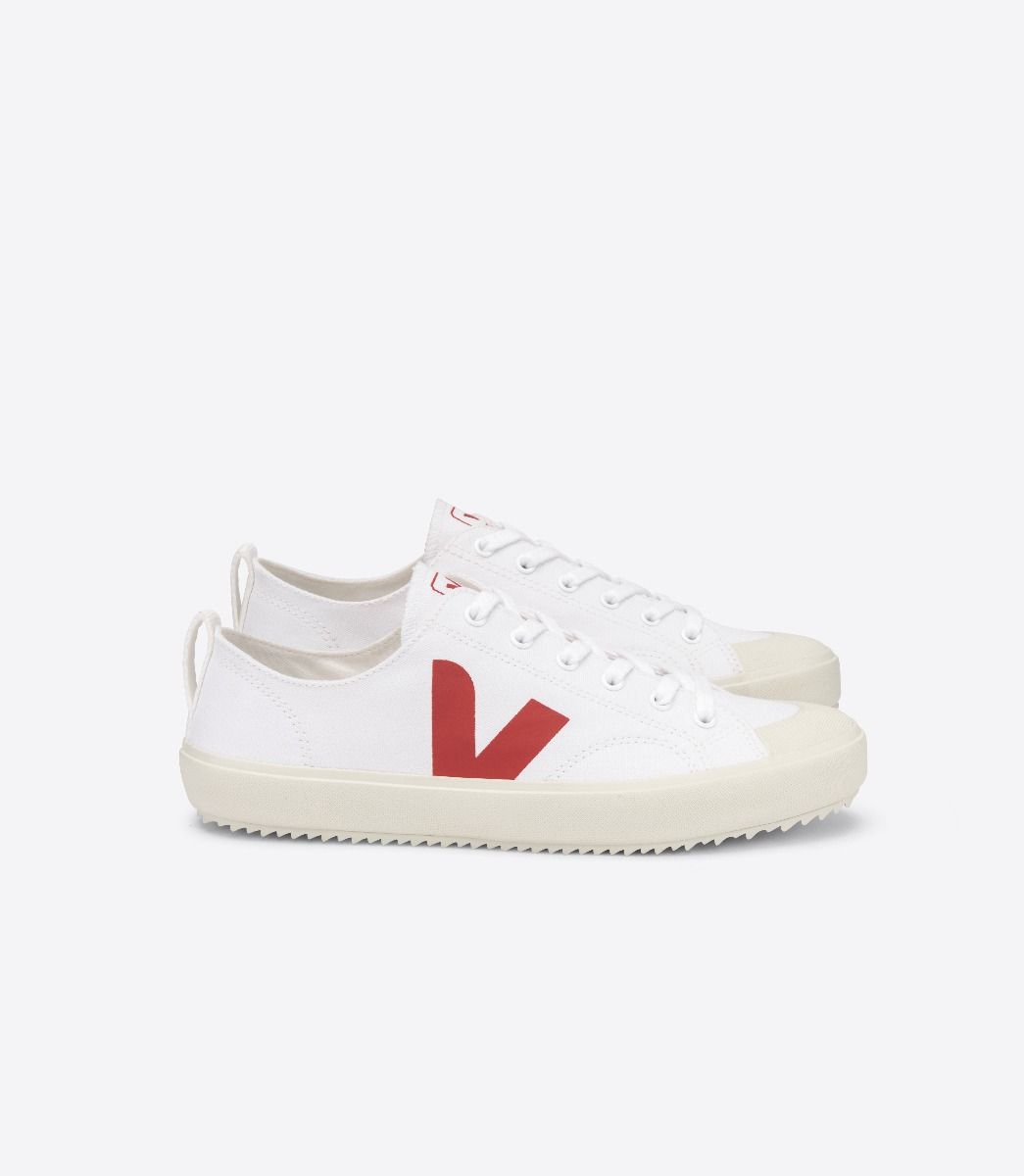 Sapatilhas Veja Nova Canvas Feminino Branco Vermelhas | PH5762901