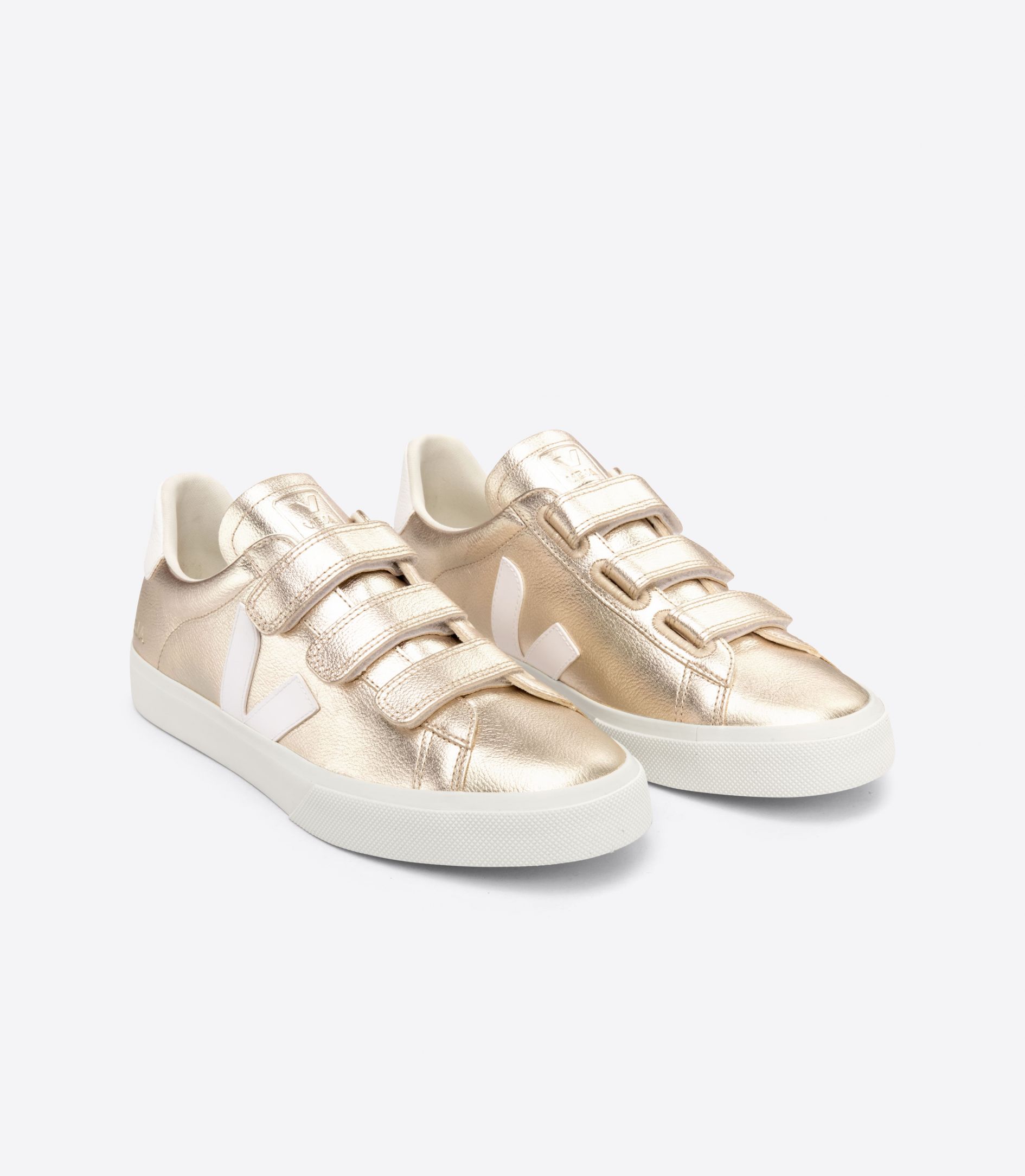 Sapatilhas Veja Recife Chromefree Leather Feminino Douradas Branco | IW5369074