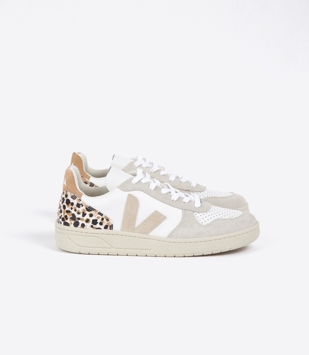 Sapatilhas Veja V-10 Feminino Branco Leopardo | FT9530726