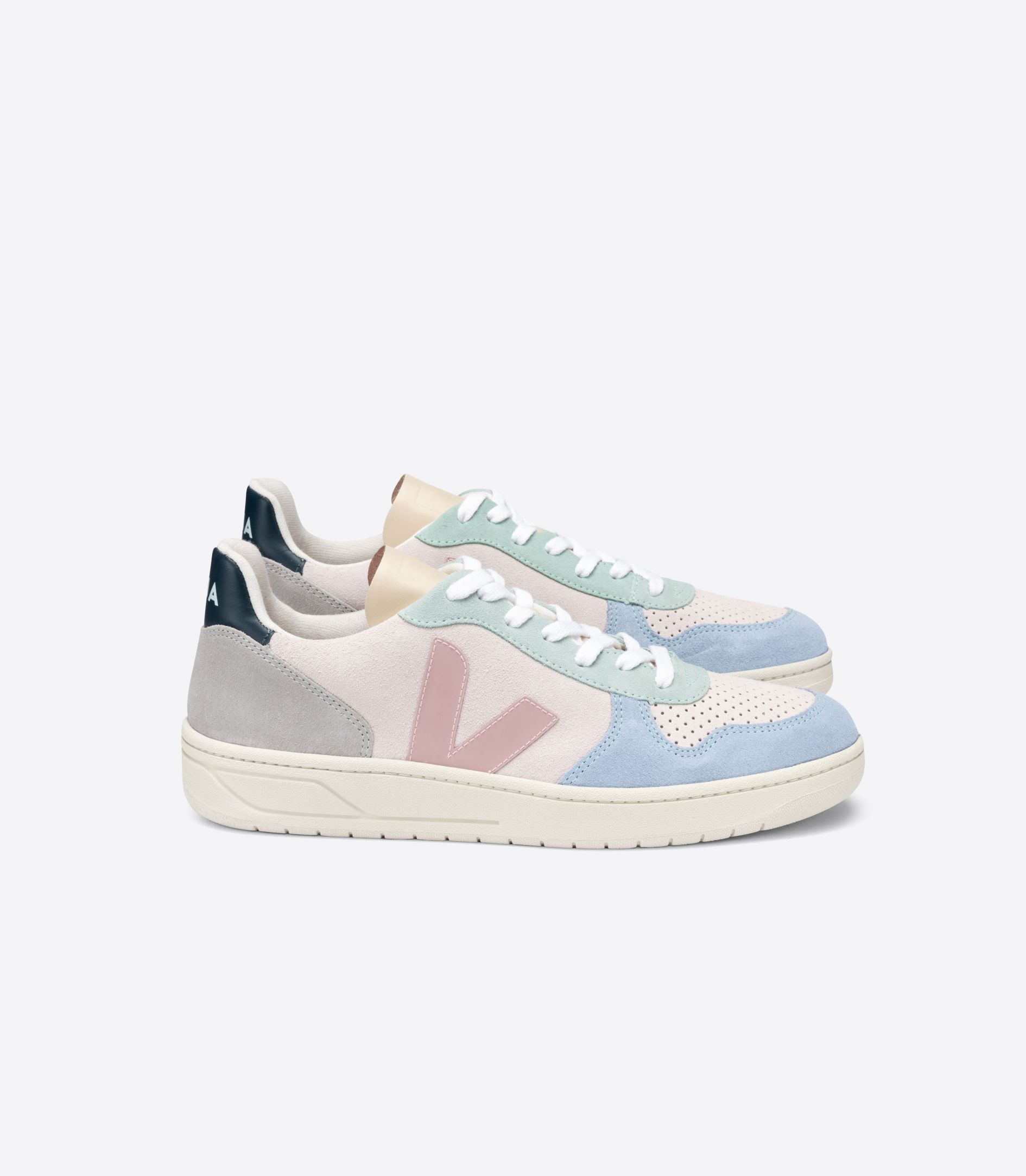 Sapatilhas Veja V-10 Suede Feminino Multicoloridas Bege | EQ0739548