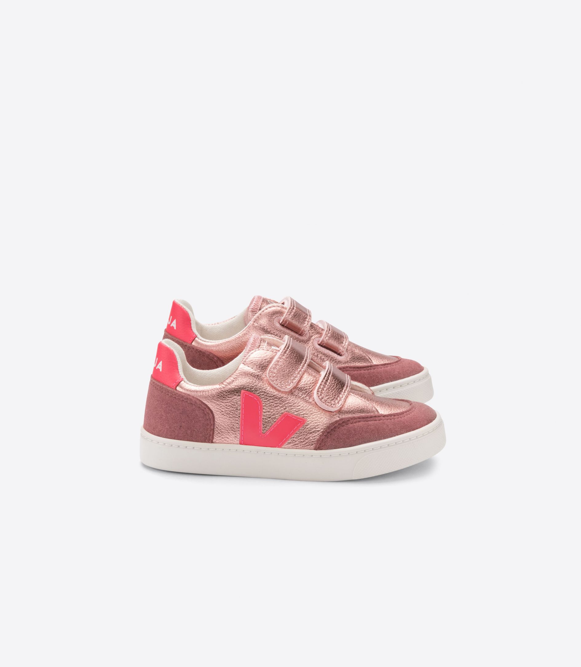 Sapatilhas Veja V-12 Chromefree Leather Criança Rosa | ND5862341