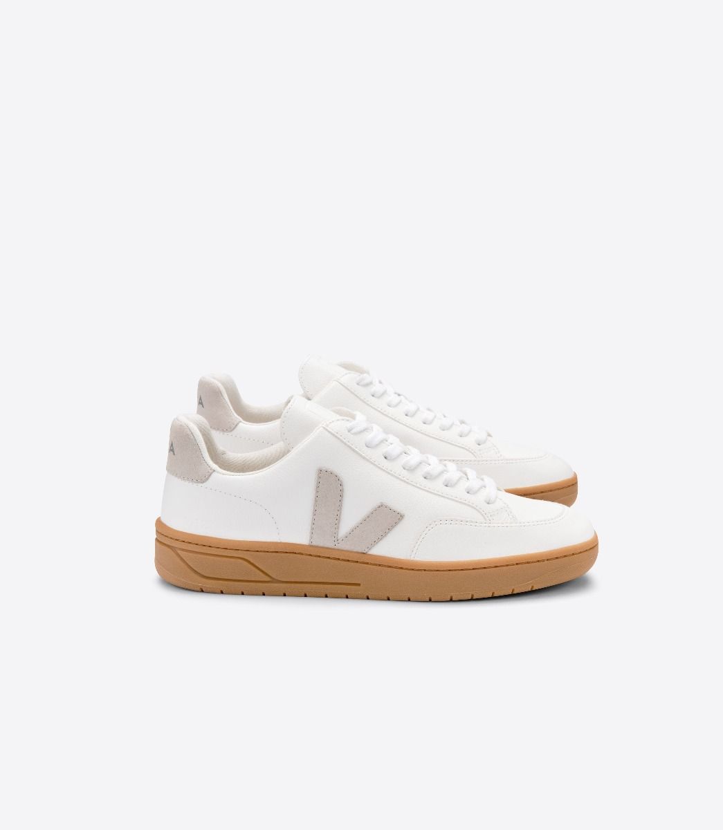 Sapatilhas Veja V-12 Leather Feminino Branco Bege | FD6809127