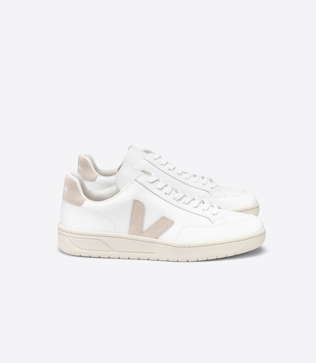 Sapatilhas Veja V-12 Leather Feminino Branco Bege | OJ8613049