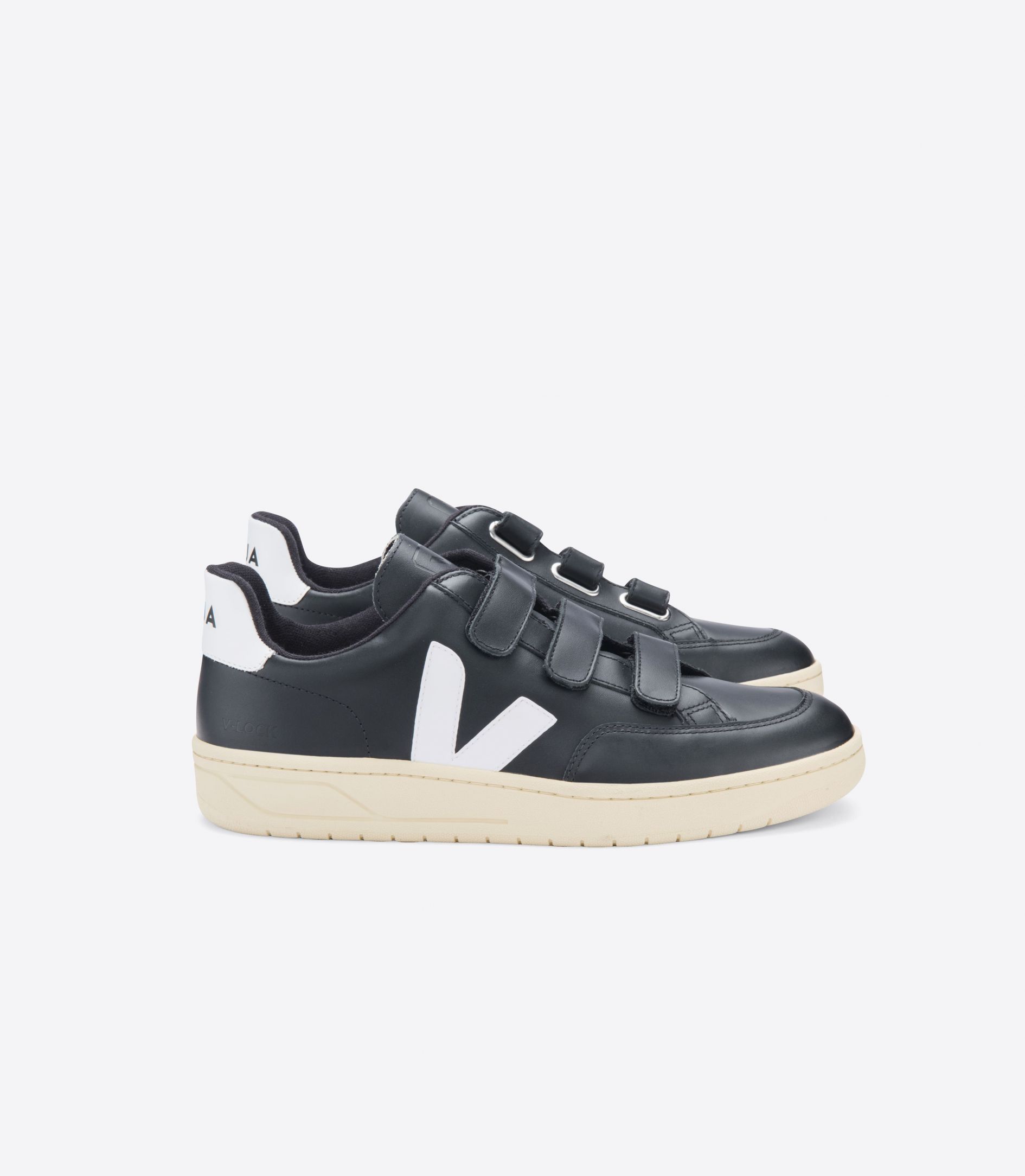 Sapatilhas Veja V-Lock Leather Feminino Pretas Branco | BG2693184