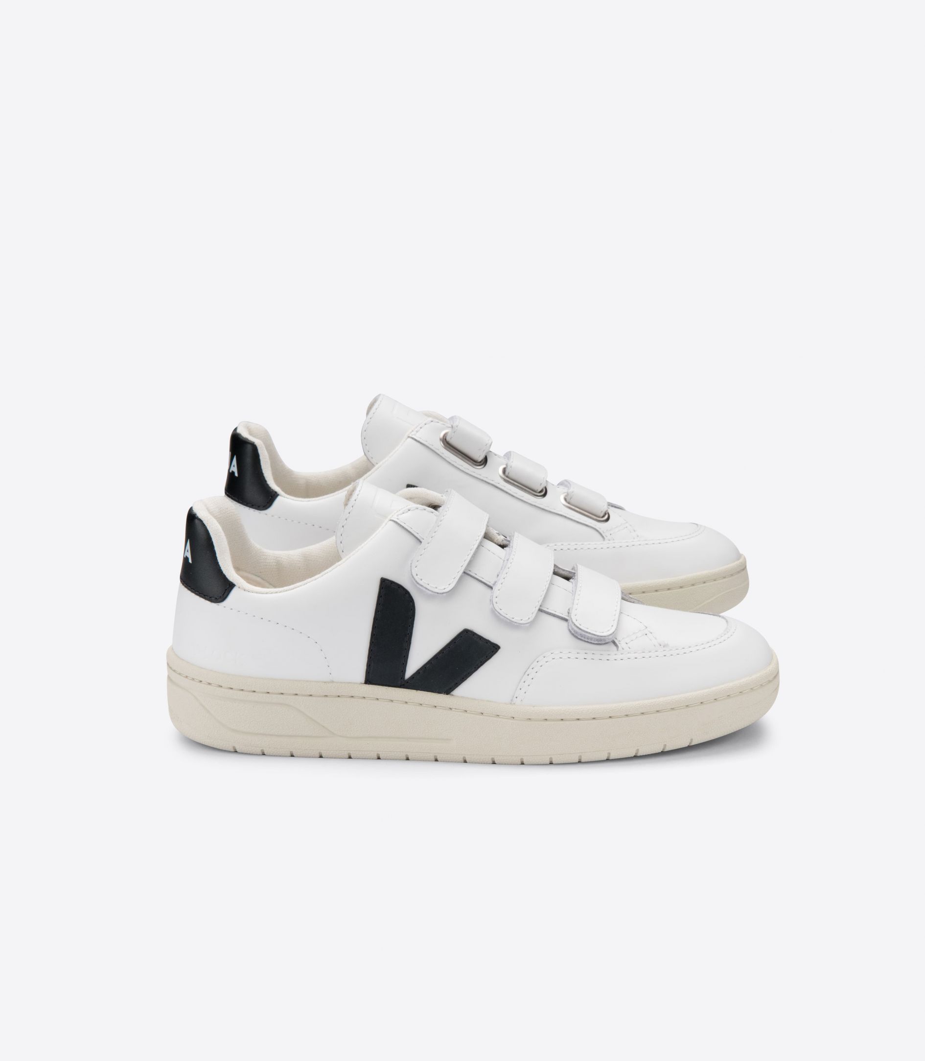 Sapatilhas Veja V-Lock Leather Feminino Branco Pretas | HD7209458