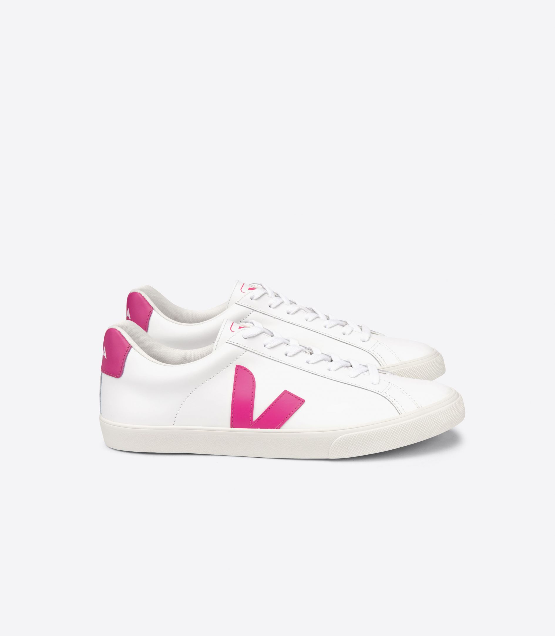 Sapatilhas Veja Esplar Leather Feminino Branco Rosa | DV2650418