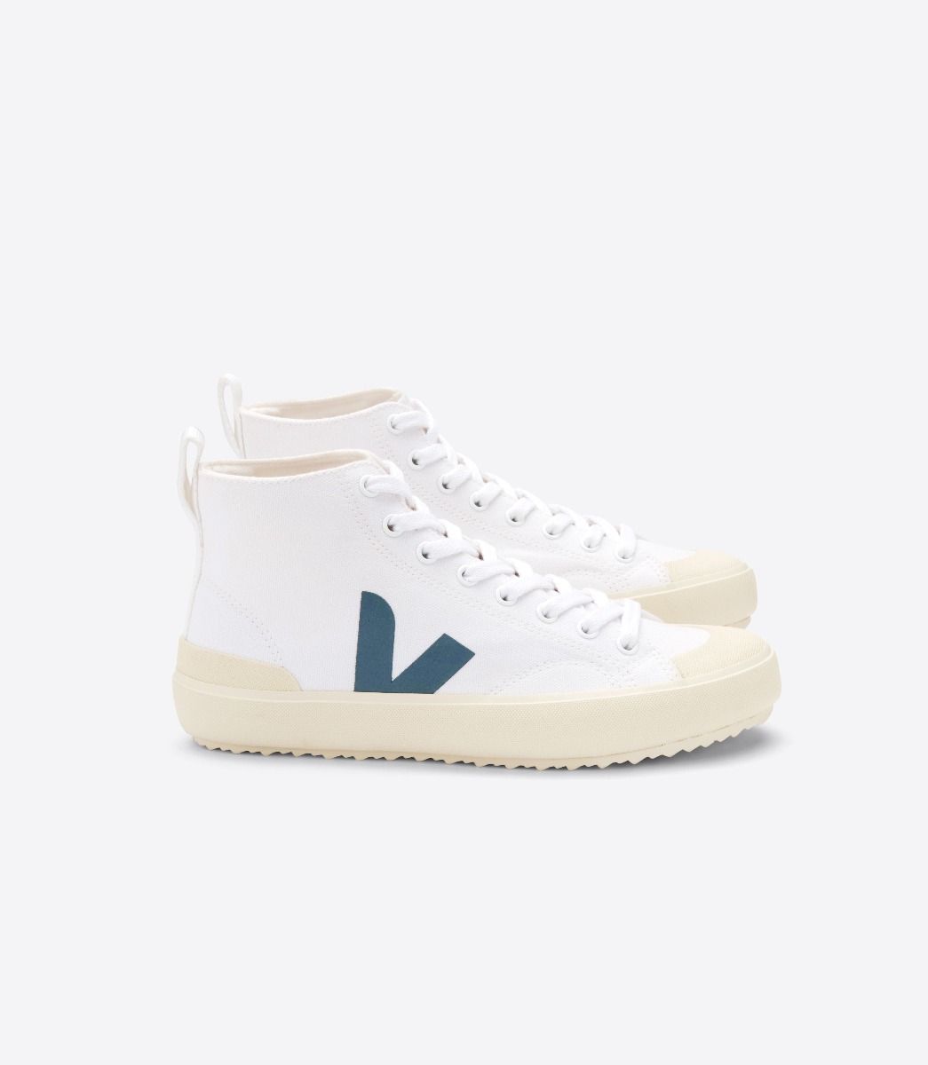 Sapatilhas Veja Nova Ht Canvas Feminino Branco Azul Marinho | YQ8427915