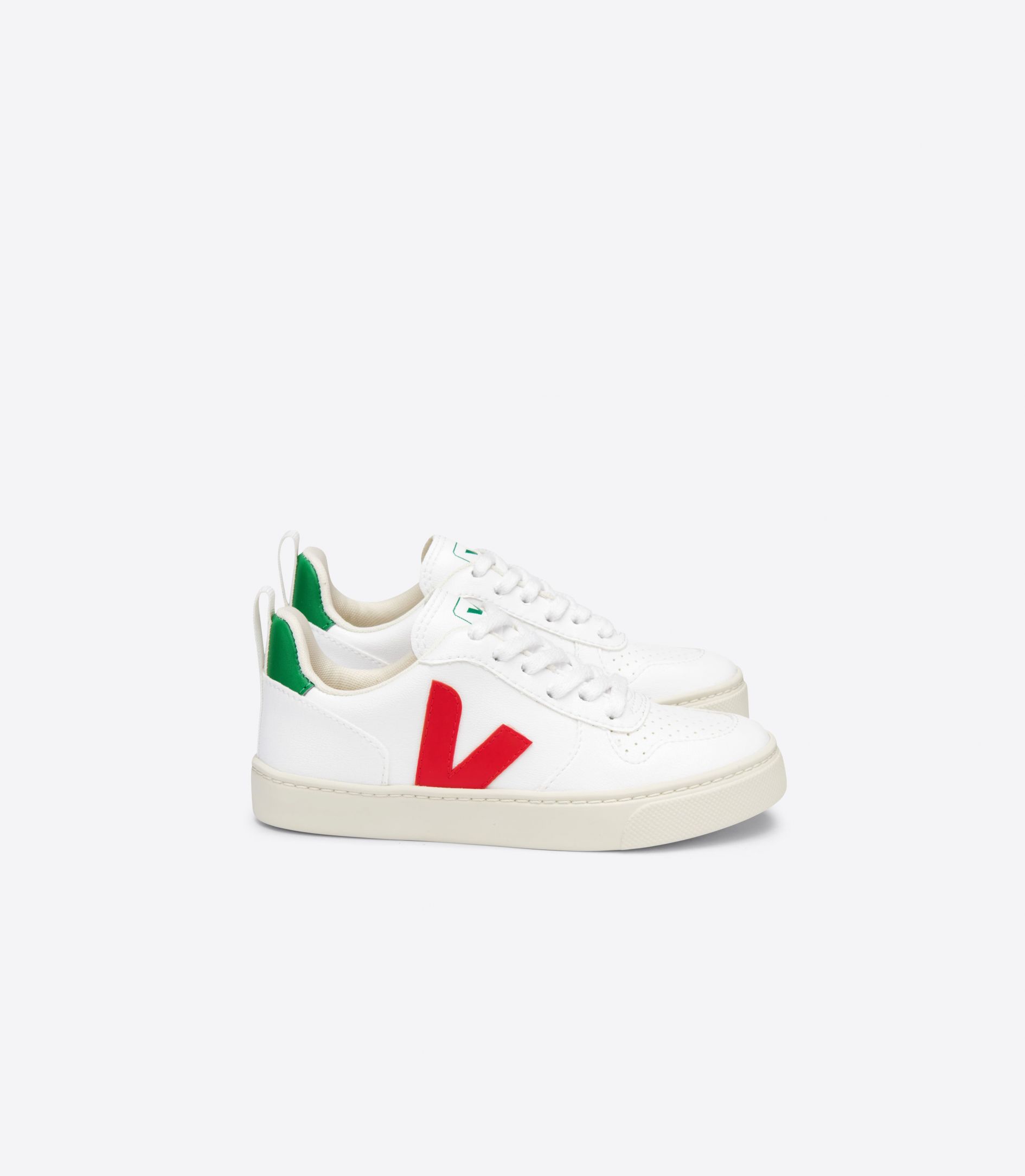 Sapatilhas Veja V-10 Laces Cwl Criança Branco Vermelhas Verdes | UM8412965