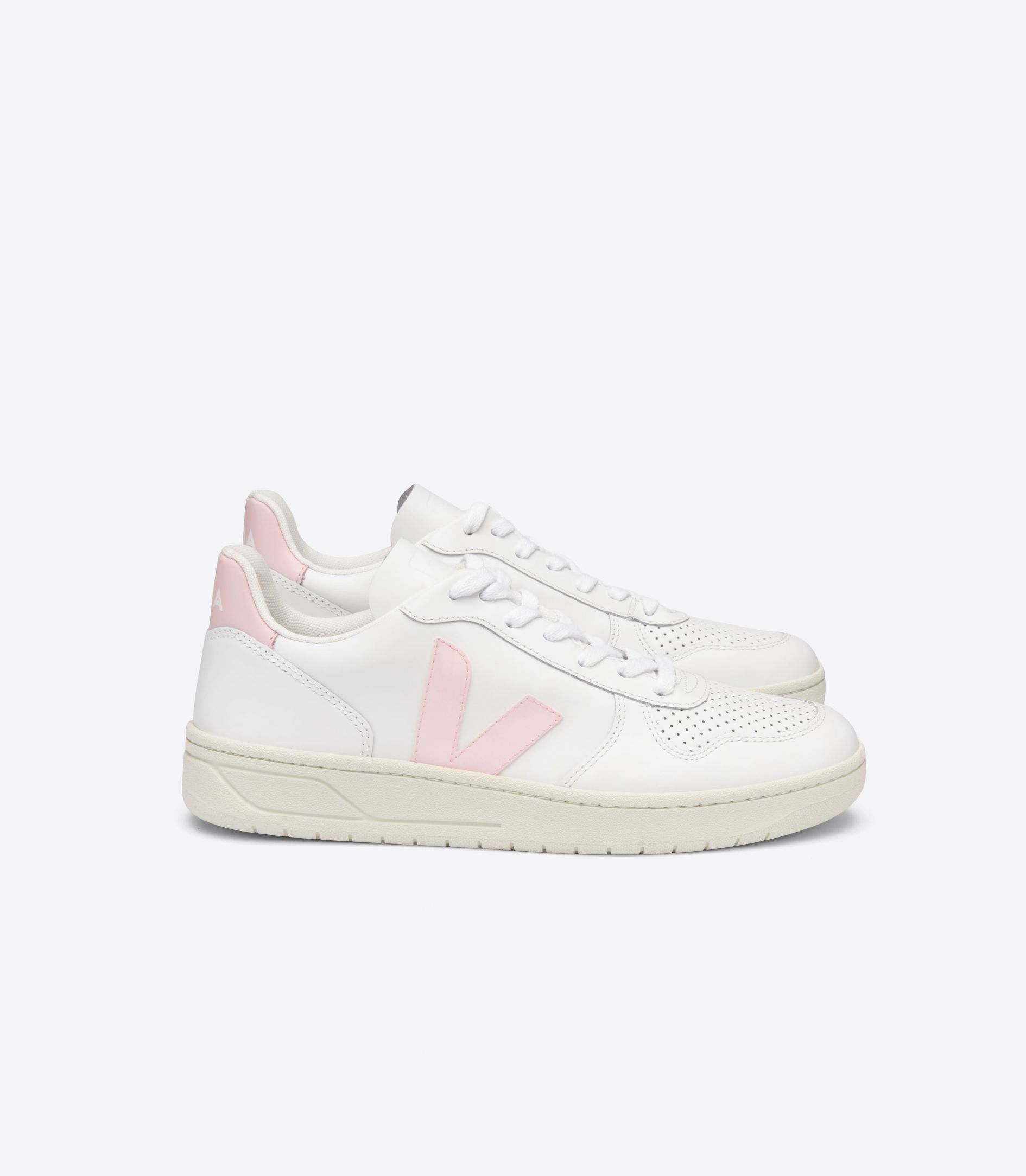 Sapatilhas Veja V-10 Leather Feminino Branco Rosa | YQ1076923