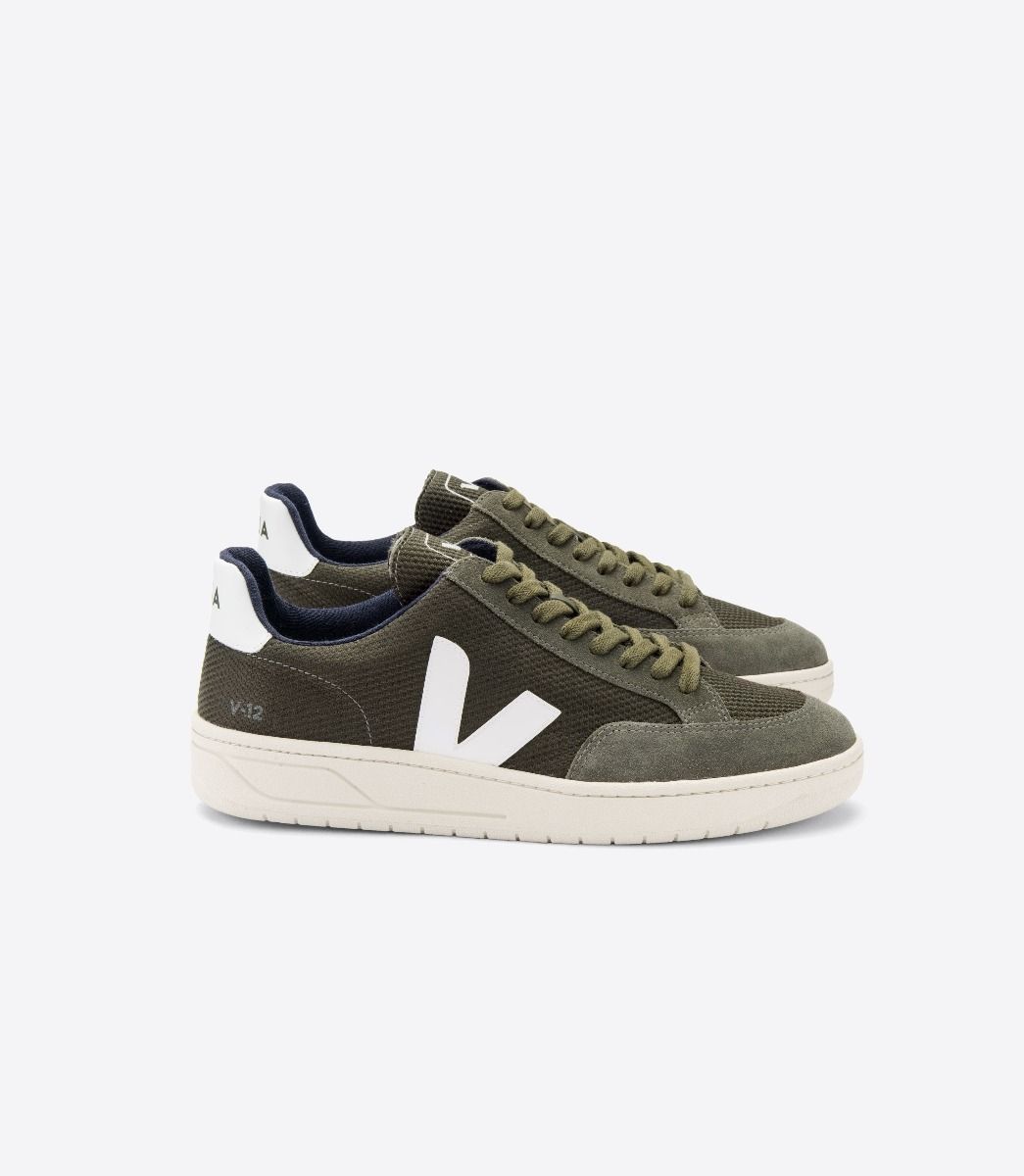 Sapatilhas Veja V-12 B-Mesh Feminino Verde Oliva Branco | RO6458729