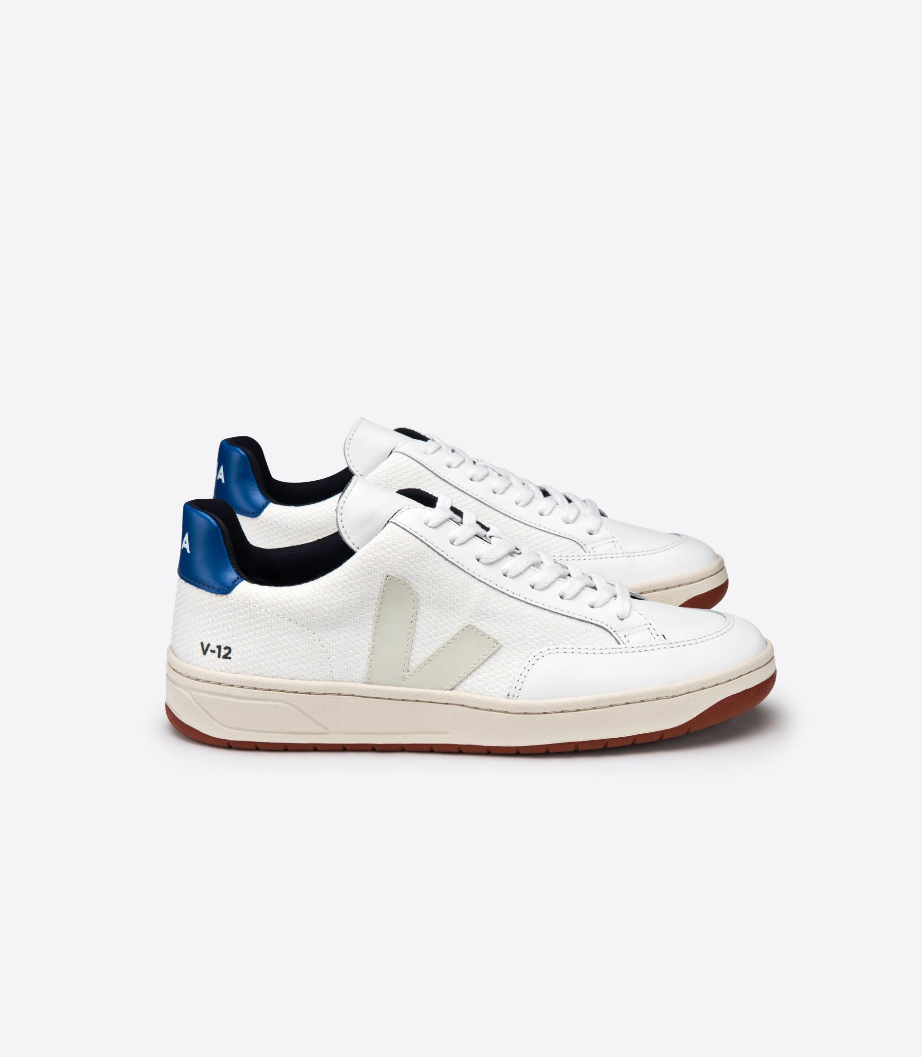 Sapatilhas Veja V-12 Bastille B-Mesh Feminino Branco Azul Anil | HT0918372