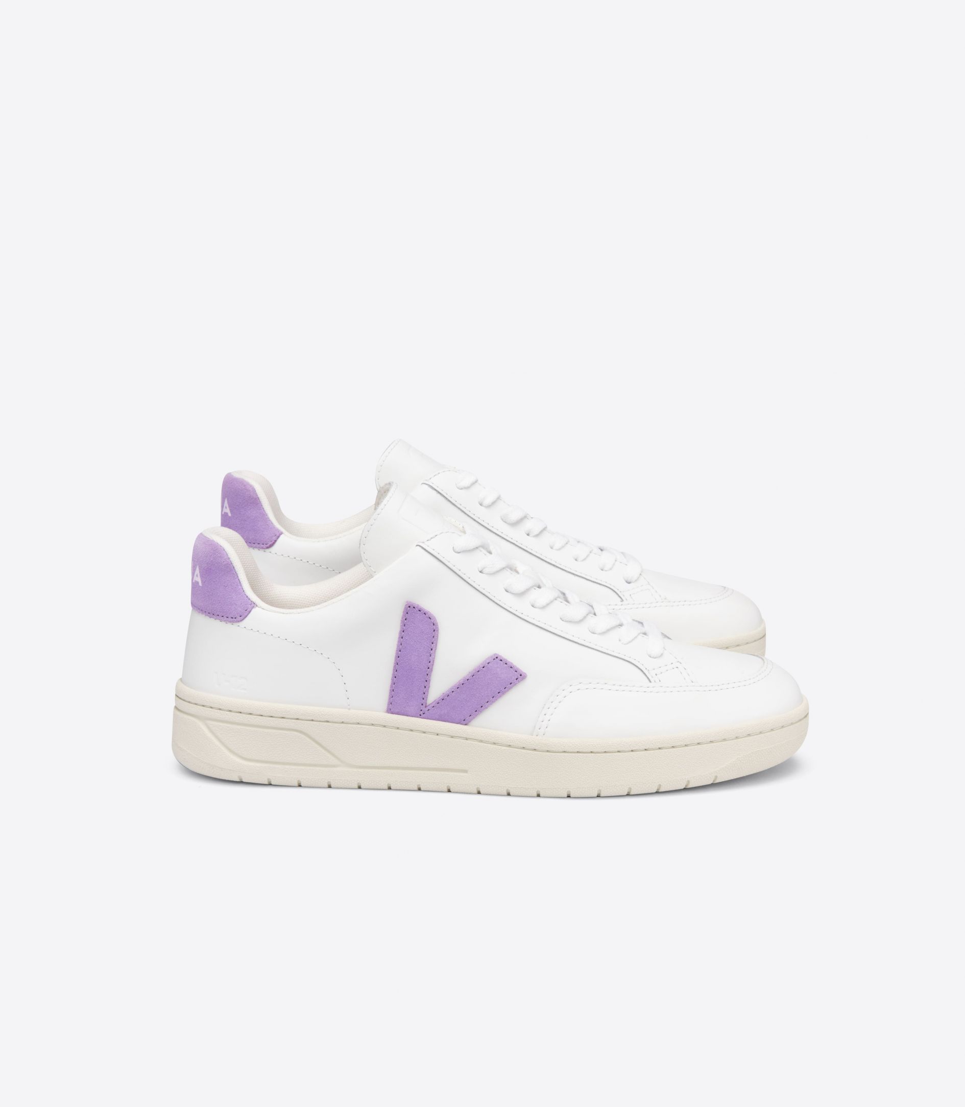 Sapatilhas Veja V-12 Leather Feminino Branco Laranja | IL6713809